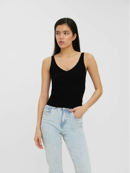 Vero Moda Čierne rebrované základné tielko VERO MODA Glory