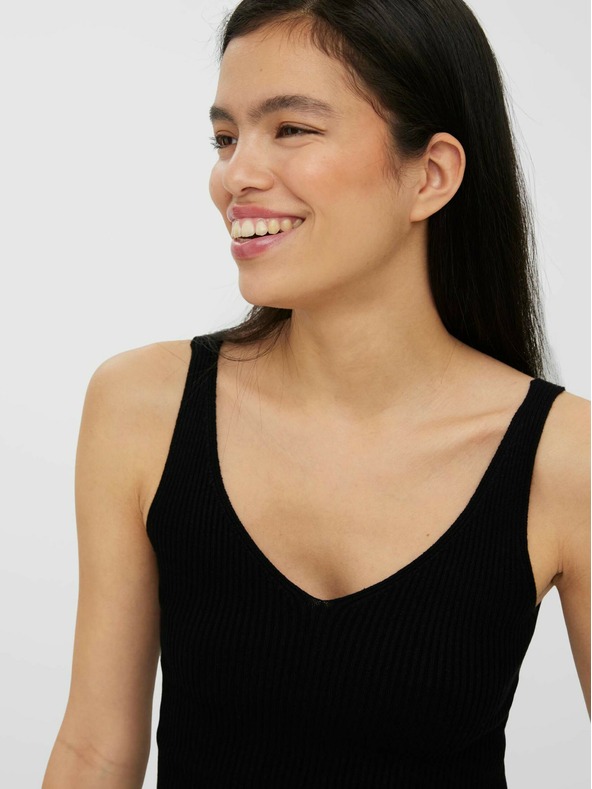 Vero Moda Čierne rebrované základné tielko VERO MODA Glory