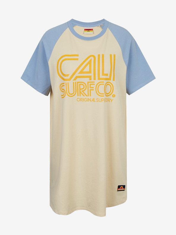 SuperDry Dámske modro-ružové tričko Superdry Cali Surf Raglan s potlačou Šaty