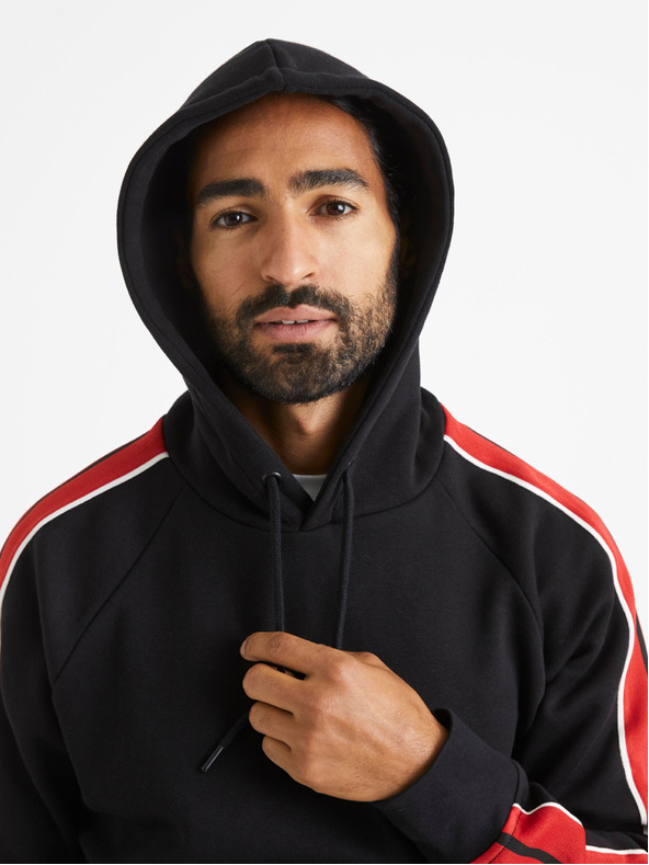 Celio Čierna pánska mikina s kapucňou Celio Vebandit