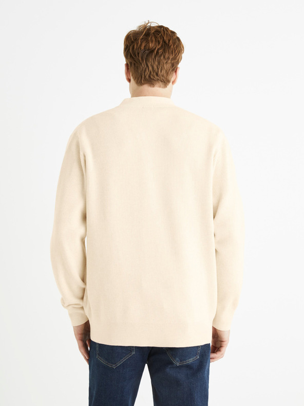 Celio Krémový pánsky sveter Celio
