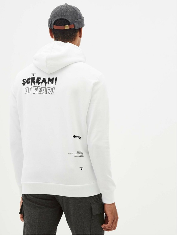 Celio Biela pánska mikina Celio Taste of fear