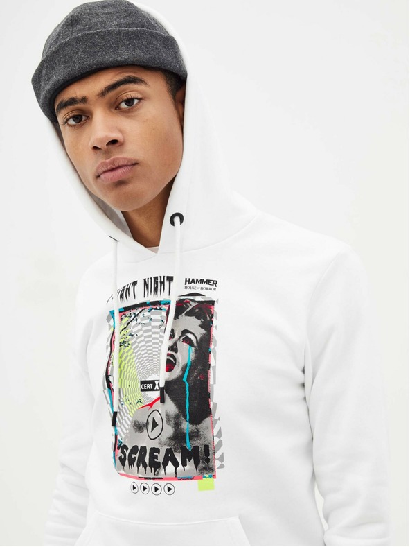 Celio Biela pánska mikina Celio Taste of fear