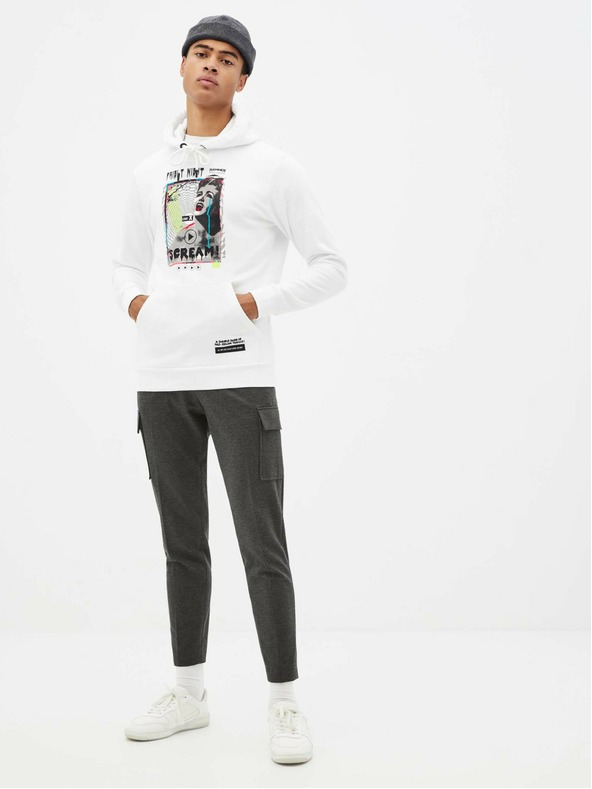 Celio Biela pánska mikina Celio Taste of fear