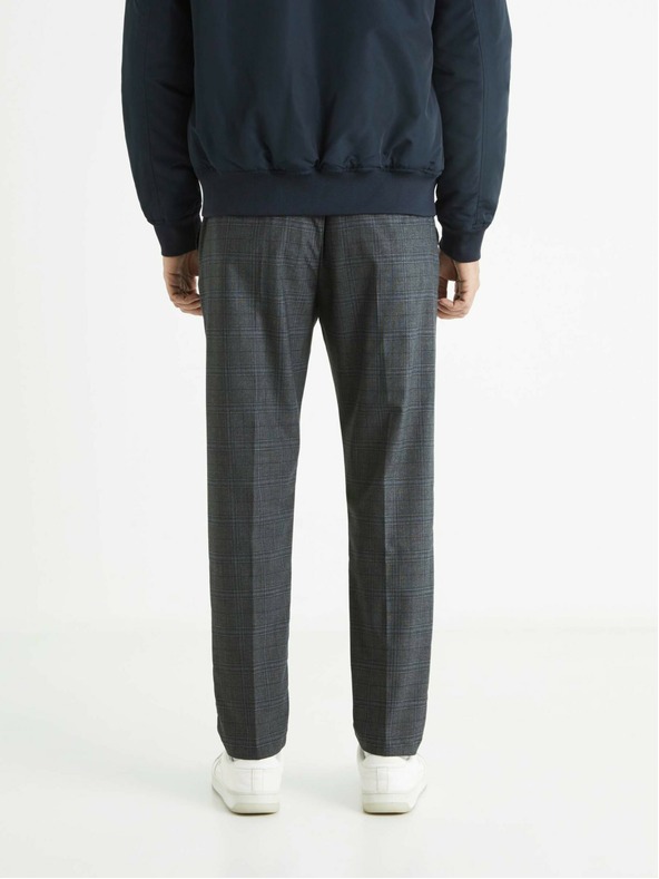 Celio Tmavosivé pánske kárované nohavice Celio Avocheck