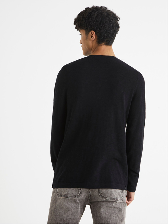 Celio Čierne pánske žíhané tričko Celio Behenley