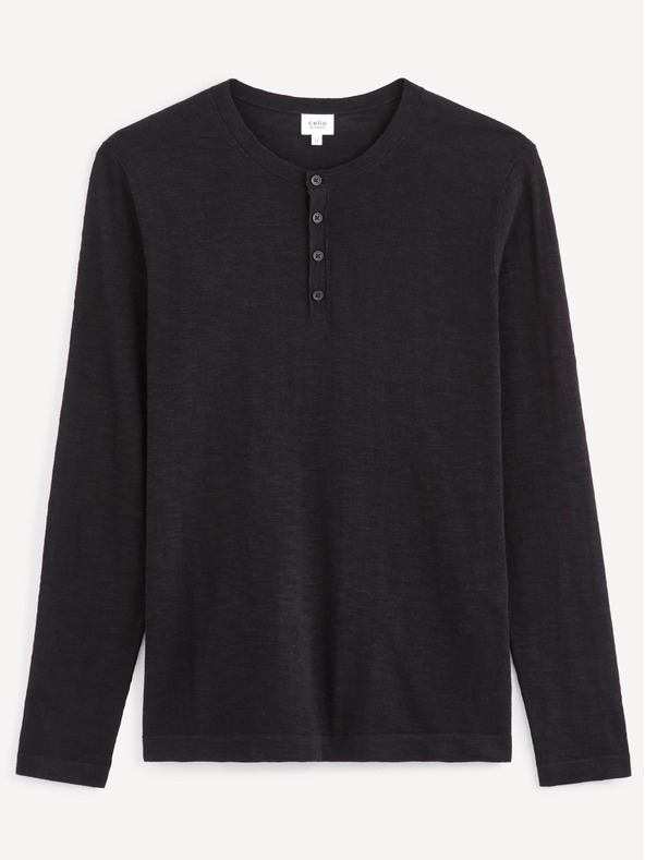 Celio Čierne pánske žíhané tričko Celio Behenley