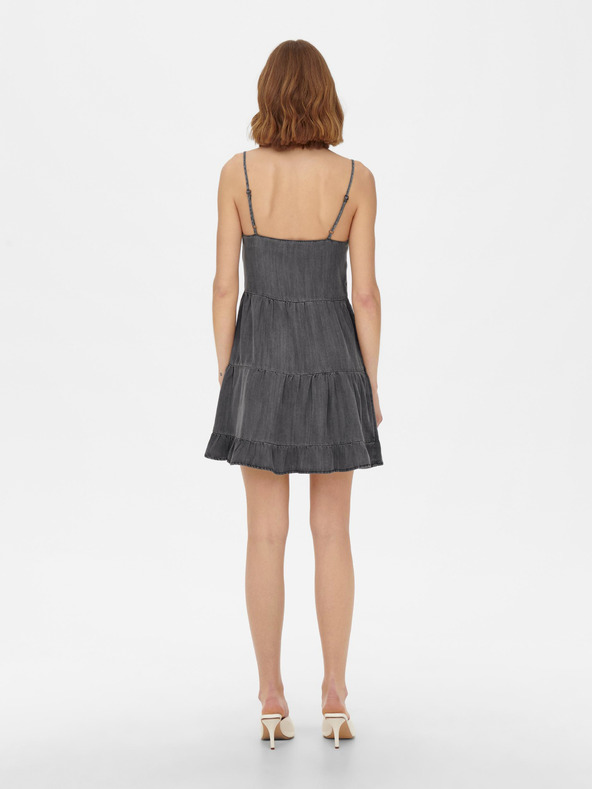 ONLY Tmavosivé krátke šaty na ramienka ONLY Ragna