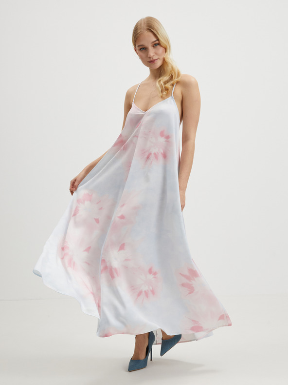 ONLY Ružovo-modré dámske vzorované maxi šaty na ramienka ONLY Tina