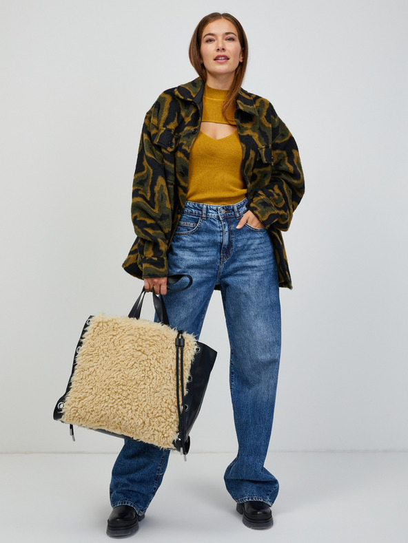 Jacqueline de Yong Horčicový rebrovaný sveter/top 2v1 JDY Sibba