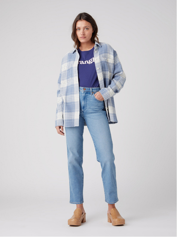 Wrangler Svetlomodré dámske džínsy rovného strihu Wrangler s ripsovým efektom