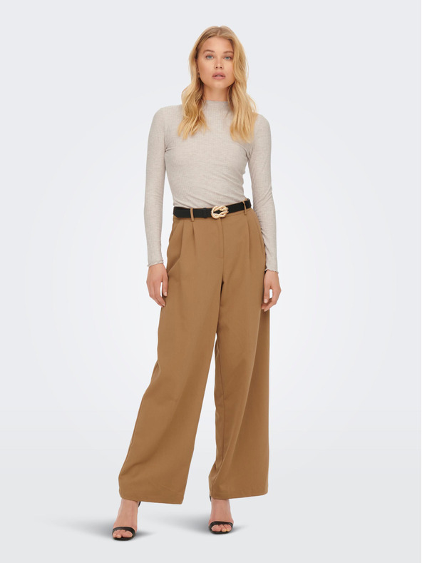 ONLY Béžové dámske rebrované tričko ONLY Emma