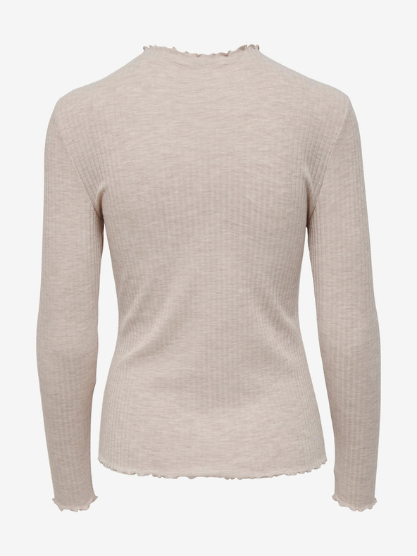 ONLY Béžové dámske rebrované tričko ONLY Emma