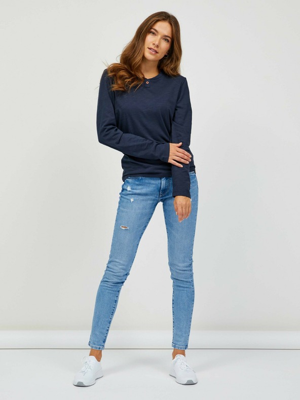 Sam 73 Tmavomodré dámske tričko s dlhým rukávom SAM 73 Naivara