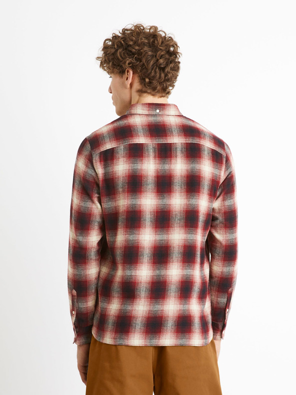 Celio Červená pánska kockovaná košeľa Celio Camulto