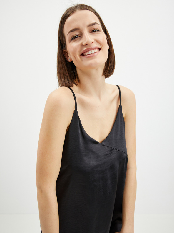 ONLY Čierne dámske saténové midi šaty na ramienka ONLY Cosmo