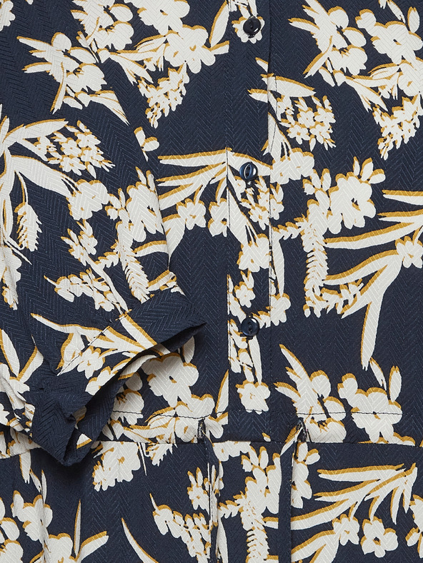 Fransa Krémová a modrá kvetinová košeľa midi s viazankou Fransa