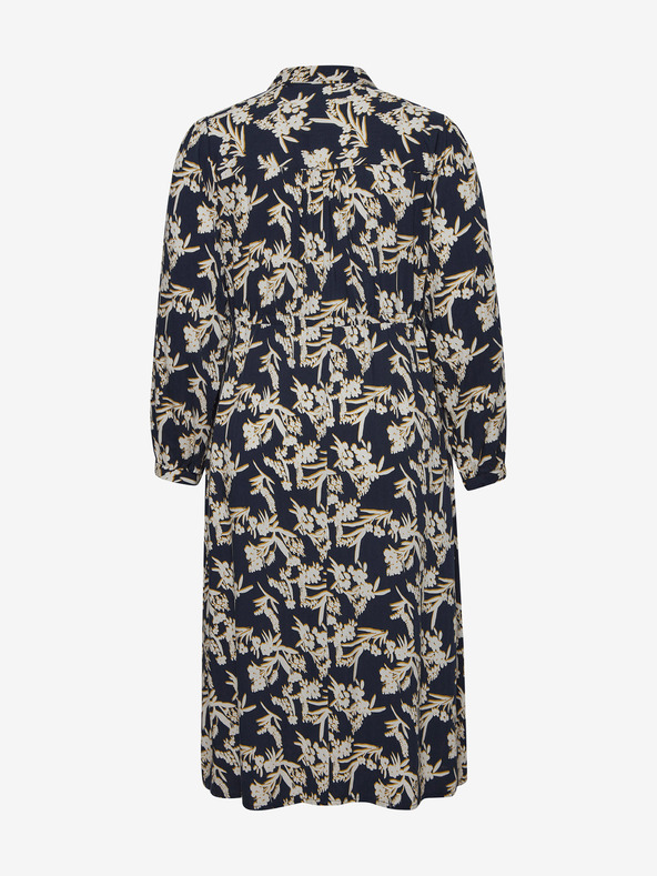 Fransa Krémová a modrá kvetinová košeľa midi s viazankou Fransa