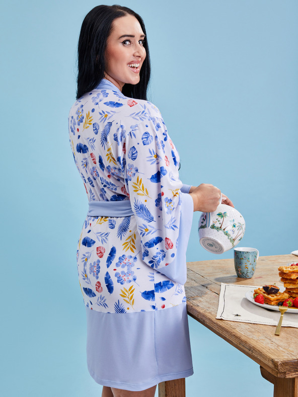 ZOOT.collab Modrý dámsky kvetovaný župan z Kolekcie BESKY by ZOOT
