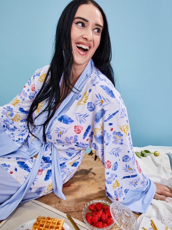 ZOOT.collab Modrý dámsky kvetovaný župan z Kolekcie BESKY by ZOOT