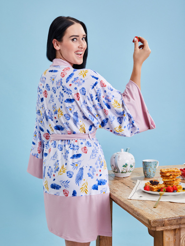 ZOOT.collab Ružový dámsky kvetovaný župan z Kolekcie BESKY by ZOOT