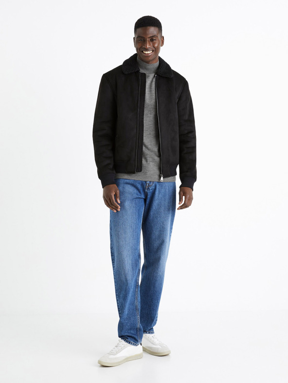 Celio Čierna pánska semišová bunda Celio Cutoranto