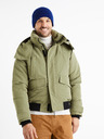 Celio Pánska khaki bunda s kapucňou Celio Cuchunky