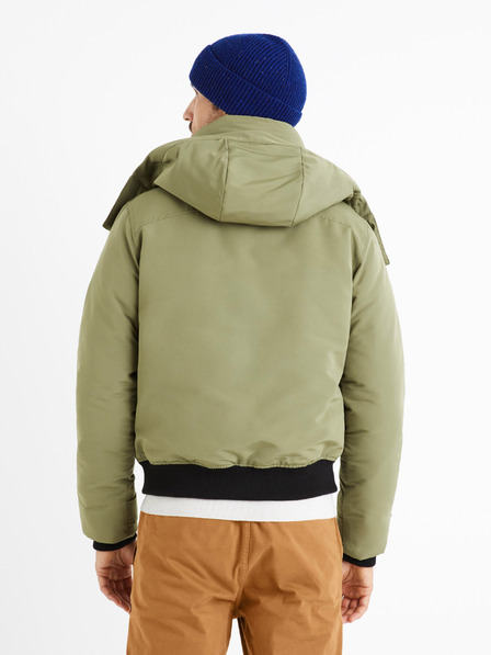 Celio Pánska khaki bunda s kapucňou Celio Cuchunky