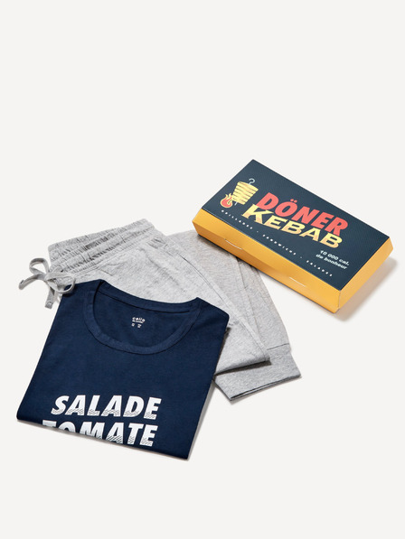 Celio Šedé a modré pánske pyžamo v darčekovom balení Celio Kebab