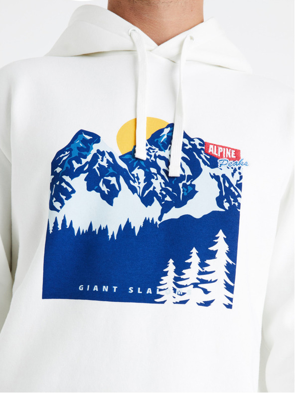 Celio Biela pánska mikina s kapucňou Celio Ceslalom