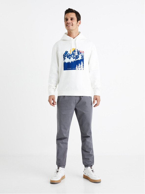 Celio Biela pánska mikina s kapucňou Celio Ceslalom