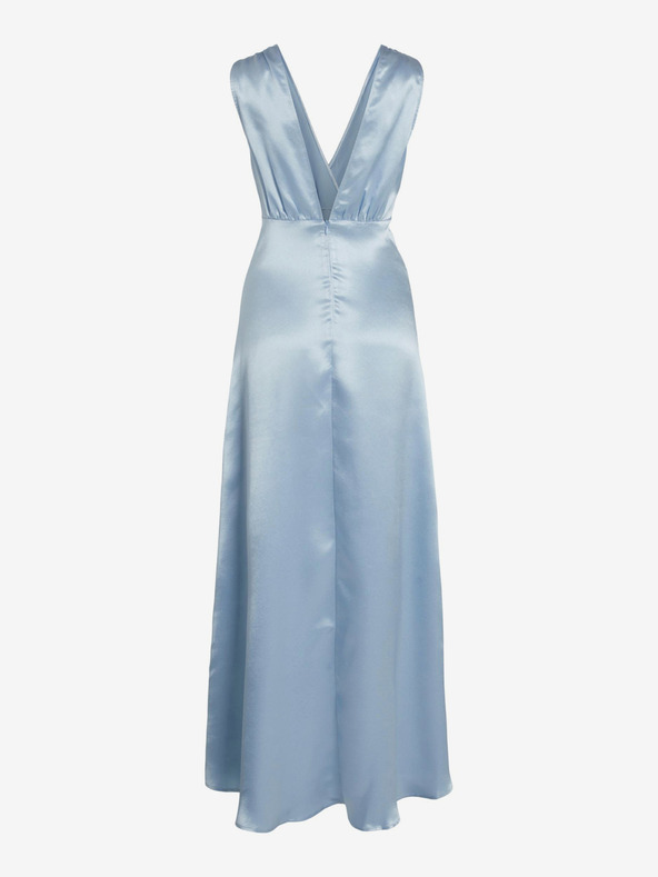 Vila Svetlomodré dámske saténové maxi šaty VILA Sittas