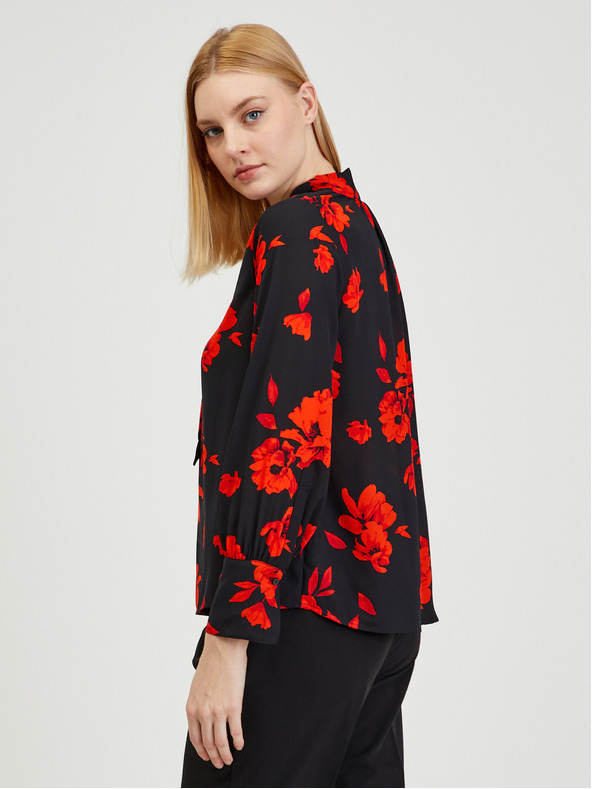 Orsay Červeno-čierna dámska kvetovaná blúzka ORSAY