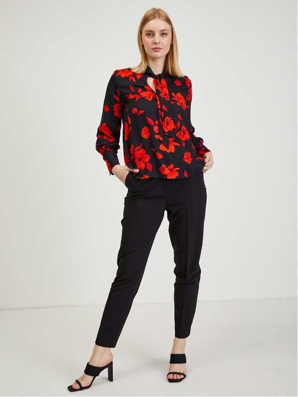 Orsay Červeno-čierna dámska kvetovaná blúzka ORSAY