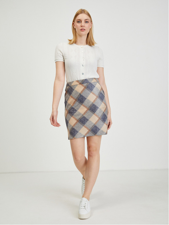 Orsay Béžová a sivá dámska kockovaná sukňa ORSAY