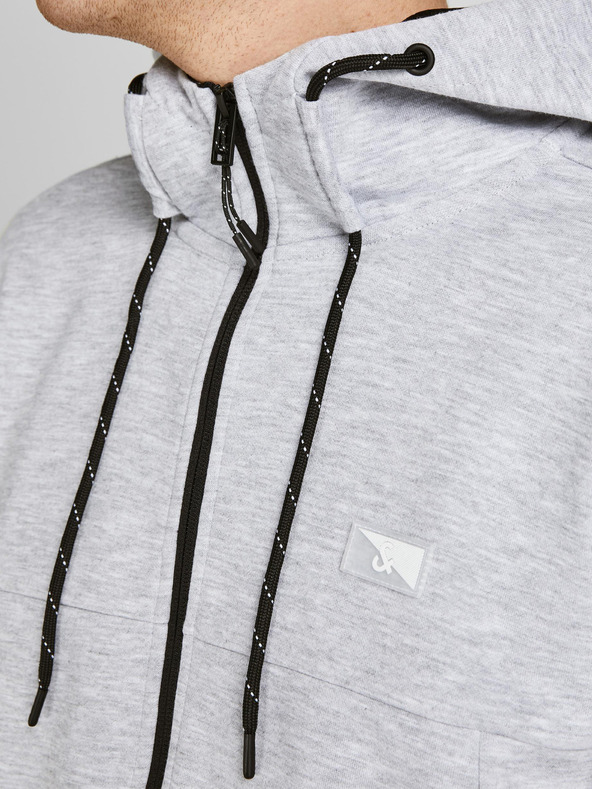 Jack & Jones Svetlošedá pánska mikina Jack & Jones Air s kapucňou na zips