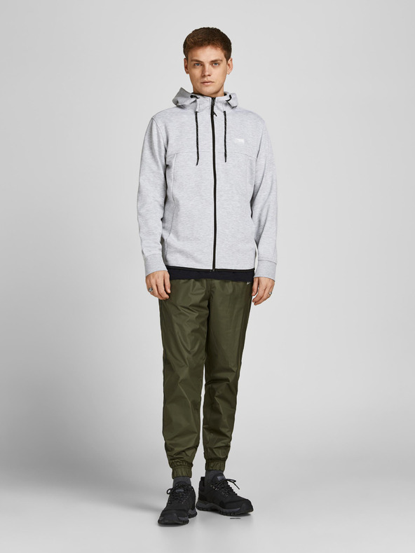 Jack & Jones Svetlošedá pánska mikina Jack & Jones Air s kapucňou na zips