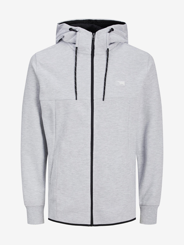 Jack & Jones Svetlošedá pánska mikina Jack & Jones Air s kapucňou na zips