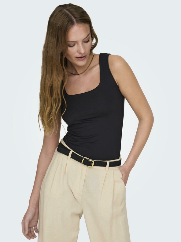 ONLY Čierne dámske základné obojstranné tielko ONLY Ea