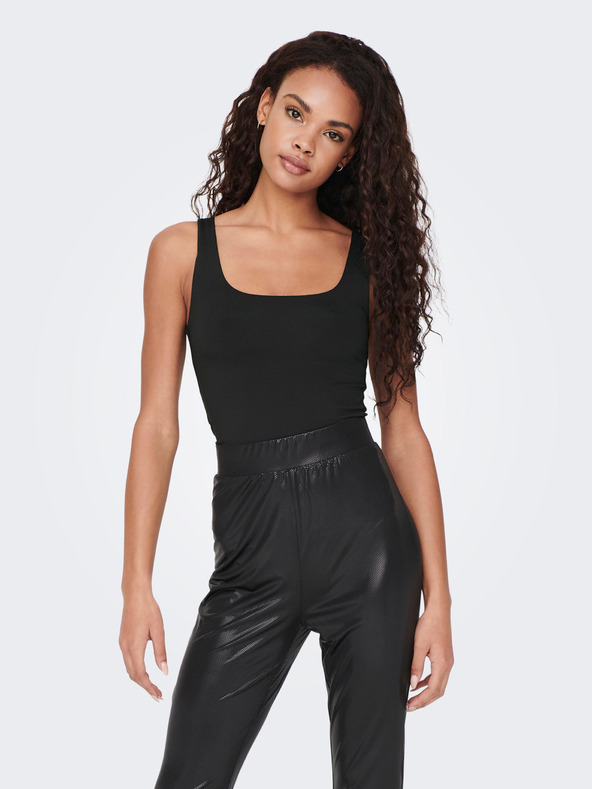 ONLY Čierne dámske základné obojstranné tielko ONLY Ea