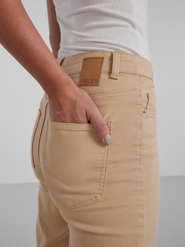 Pieces Béžové dámske džínsy so širokými nohavicami Pieces Peggy