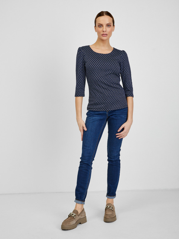 Orsay Tmavomodré dámske vzorované tričko ORSAY