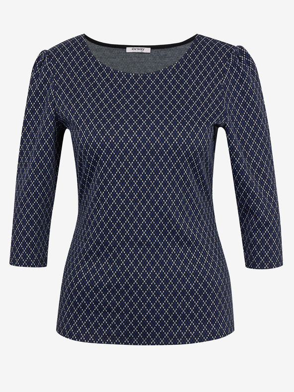 Orsay Tmavomodré dámske vzorované tričko ORSAY