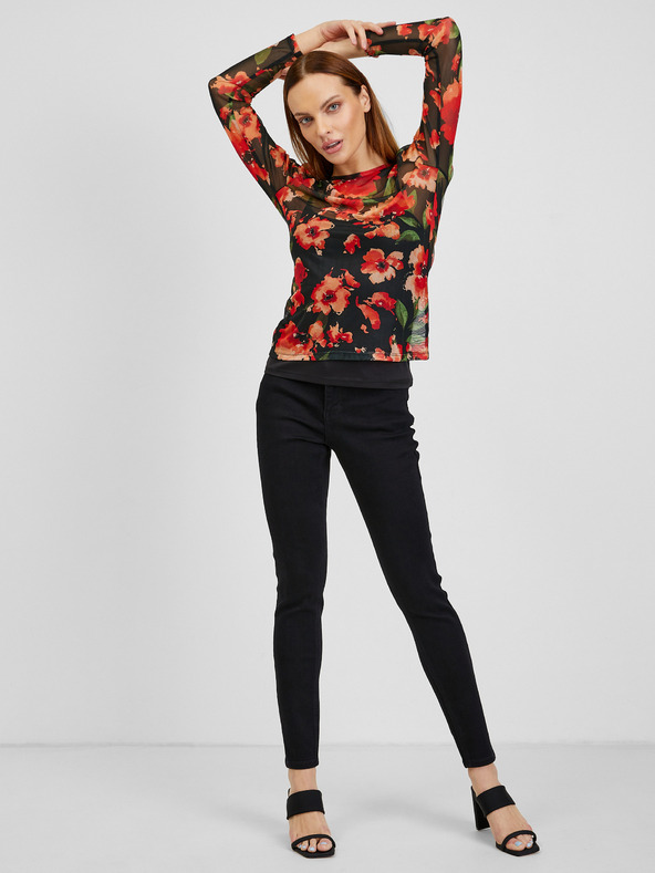 Orsay Červeno-čierna dámska kvetinová košeľa ORSAY