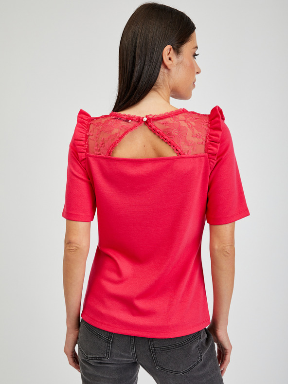 Orsay Tmavoružové dámske tričko s rozparkom na chrbte ORSAY