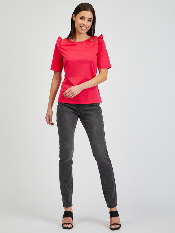 Orsay Tmavoružové dámske tričko s rozparkom na chrbte ORSAY