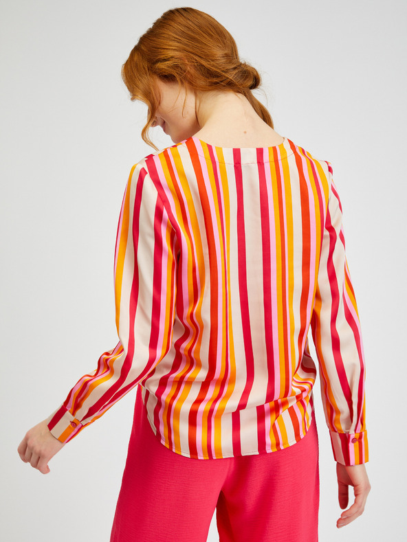 Orsay Ružovo-oranžová dámska pruhovaná saténová blúzka ORSAY