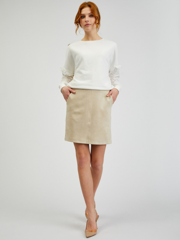Orsay Béžová dámska sukňa zo semišu ORSAY