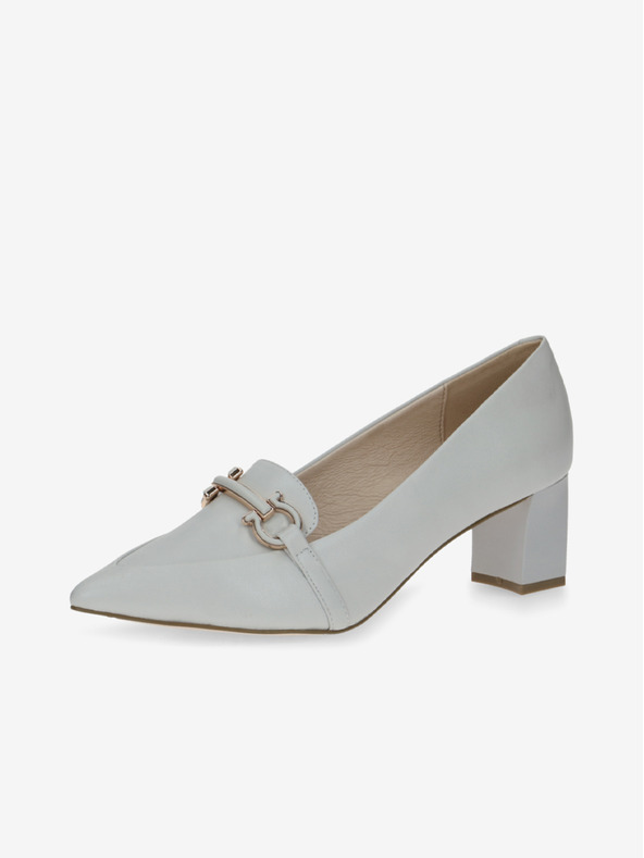 Caprice Svetlošedé dámske kožené lodičky Caprice