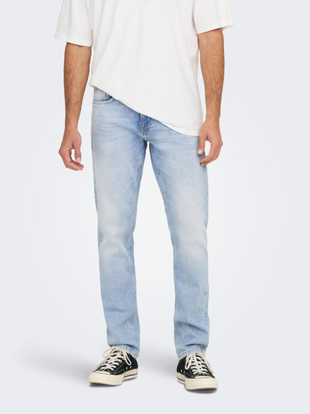 ONLY & SONS Svetlomodré pánske džínsy rovného strihu ONLY & SONS Weft